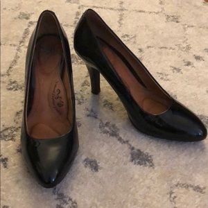 Black patent leather heels